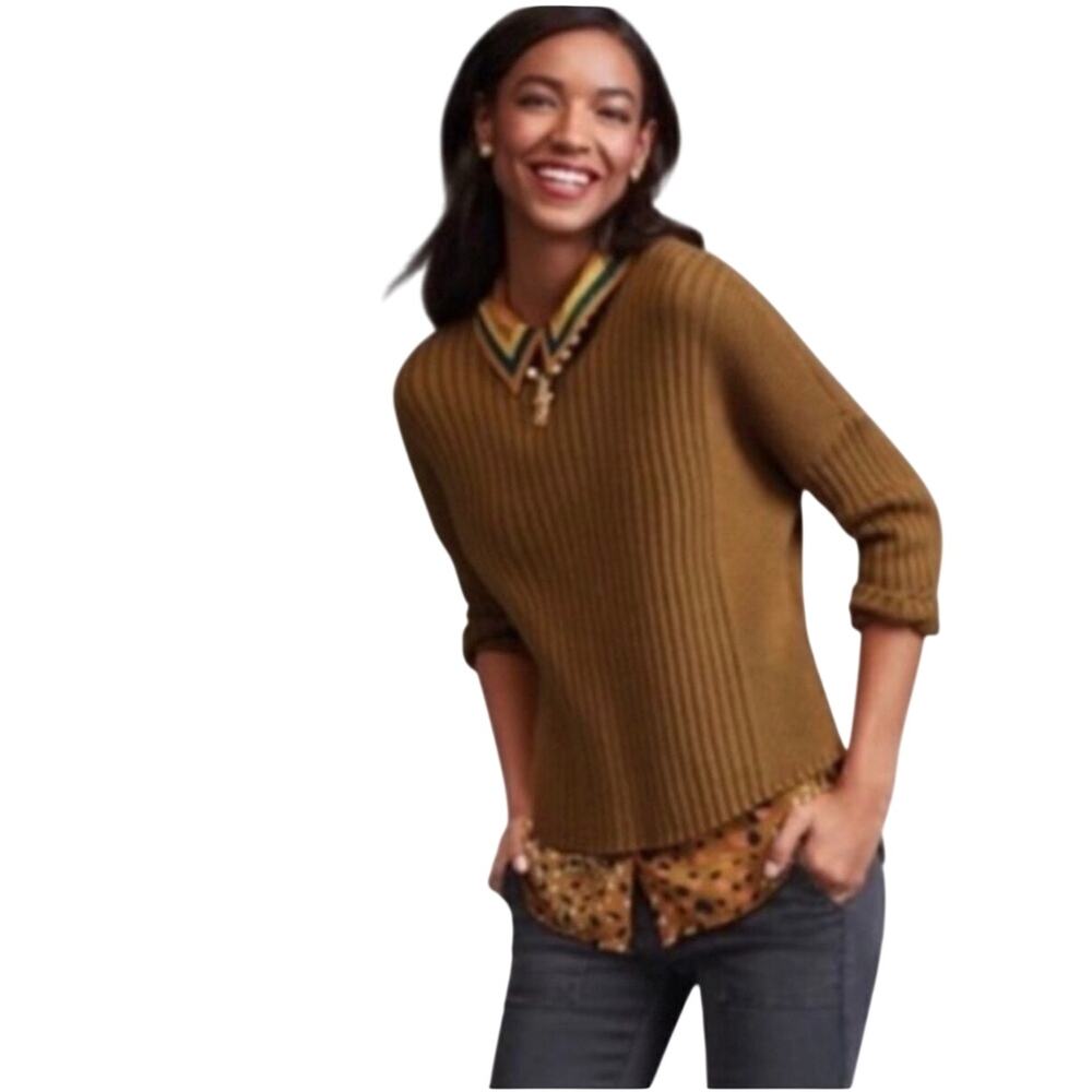 Cabi Women’s brown ribbed crewneck sweater, Luna pullover, #3364, Size M